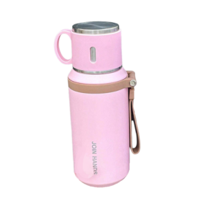 Φορητό παγούρι-θερμός με κούπα - 650ml - 219507 - Pink